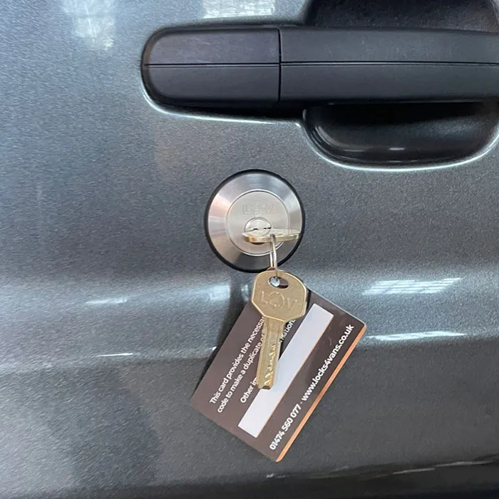 Additional security lock fitted to a van door